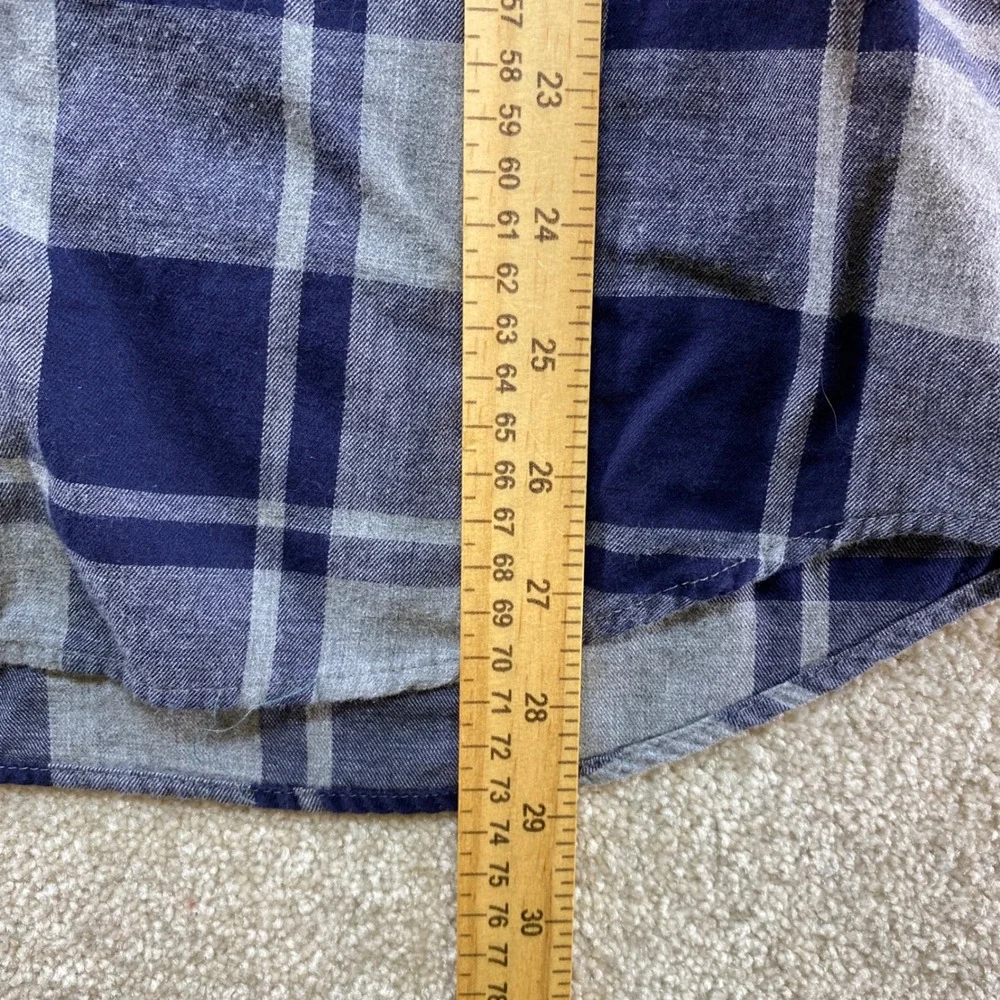 Banana Republic Flannel Shirt Mens Medium‎ Blue Grey Plaid Standard Fit Cotton